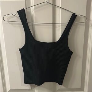 Forever 21 Black Ribbed Crop Tank Top